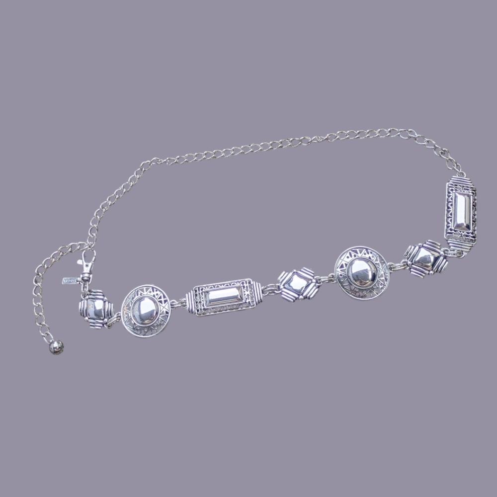 Chico’s Silver Geometric Chain Belt